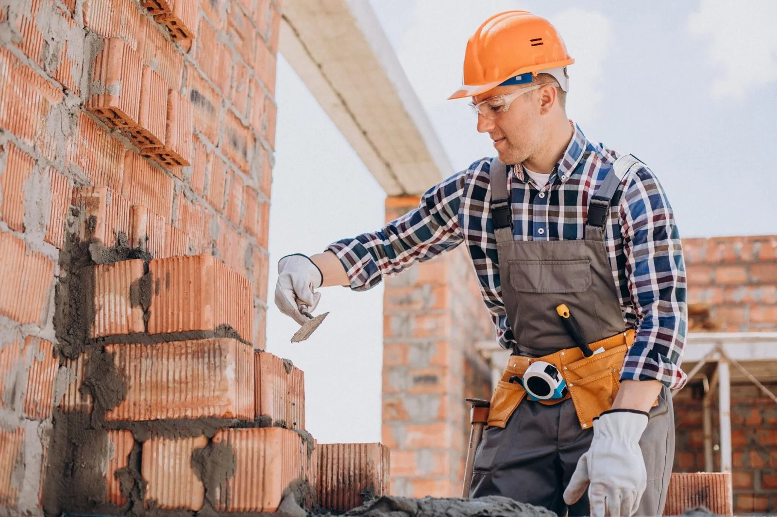 Bricklayer laying bricks for a Niagara Falls home by BGM Construction LTD